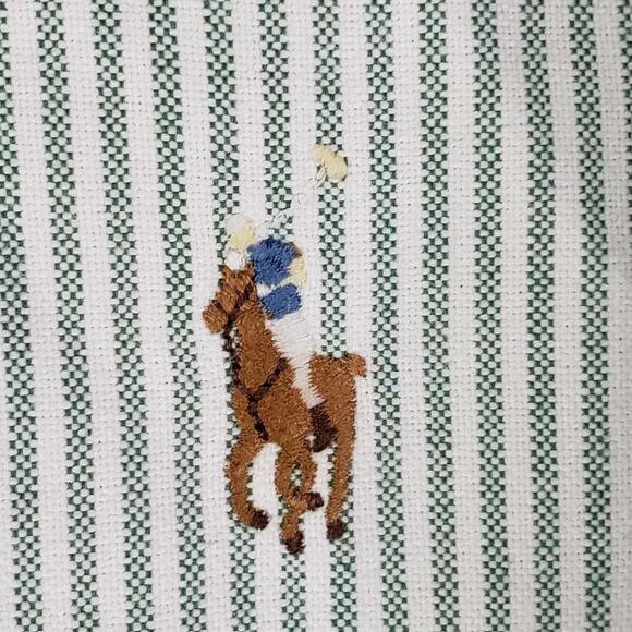 Polo Ralph Lauren Shirt Mens Size Medium Green Stripe Button Down Oxford LS - Picture 3 of 9